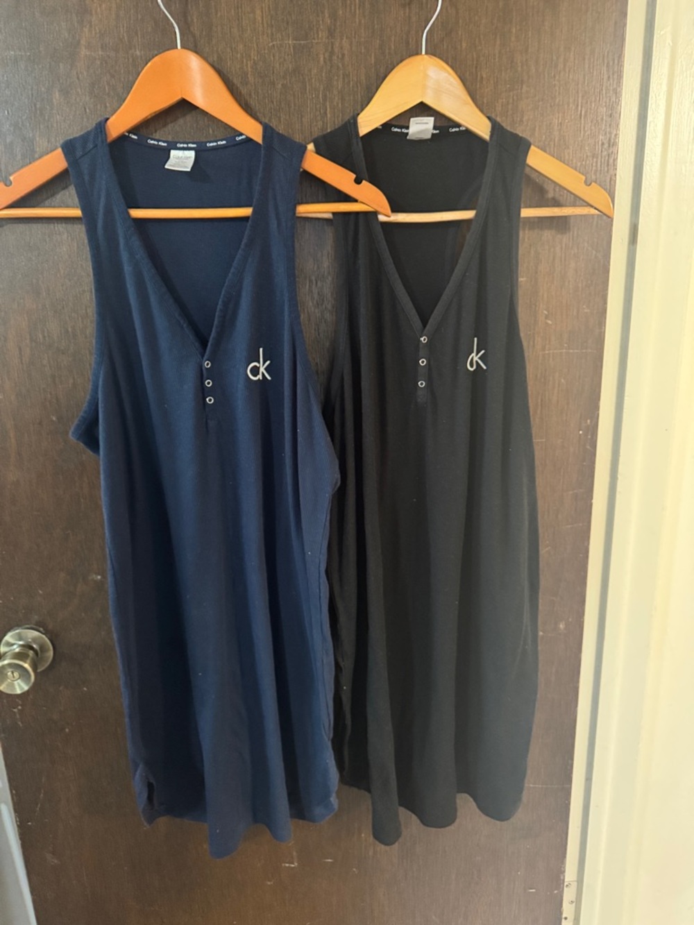 Calvin Klein (Qty 2) Navy (L)  & Black (XL) Sleeveless V-Neck Nightgowns